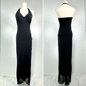 Vintage Y2K La Belle Evening Prom Black Maxi Dress Size 3 Junior Crepe Chiffon